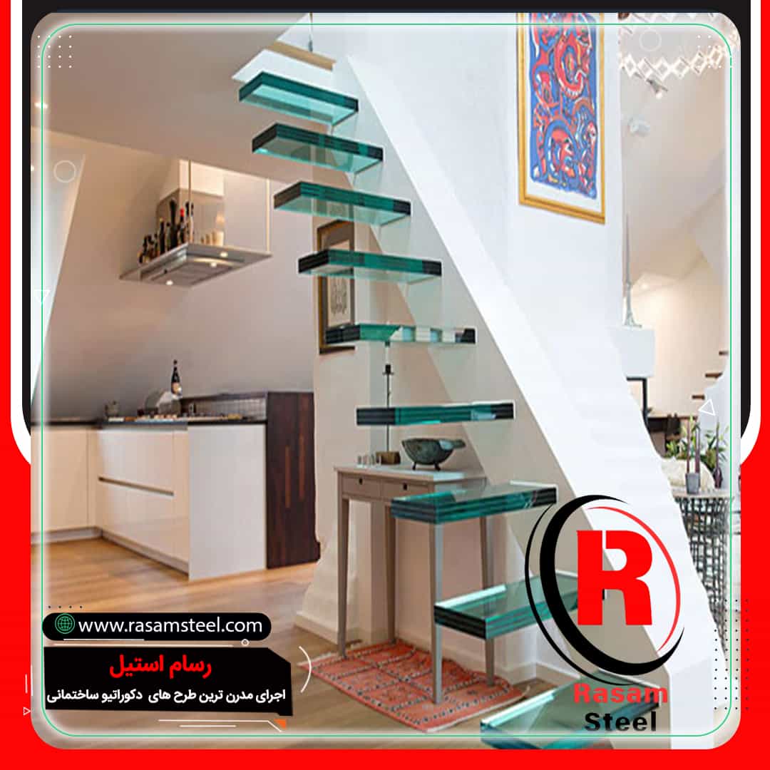 اجرای شیک ترین راه پله معلق شیشه ای