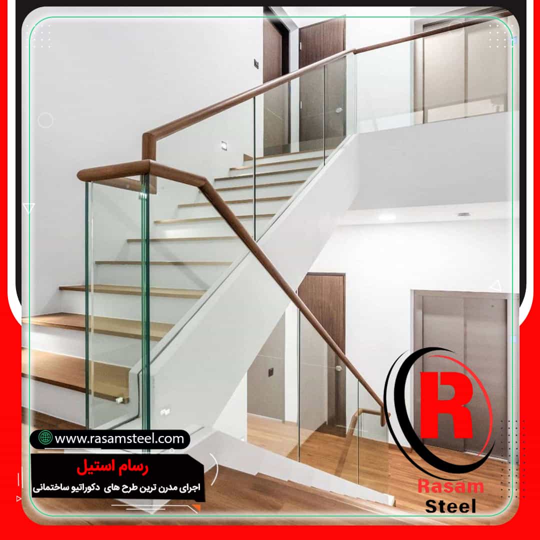 هندریل شیشه ای فریم لس روکار