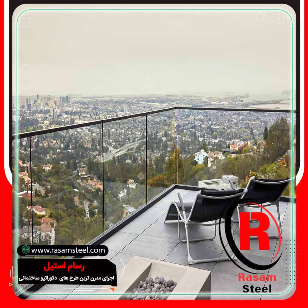 قیمت هندریل شیشه ای فریم لس روکار