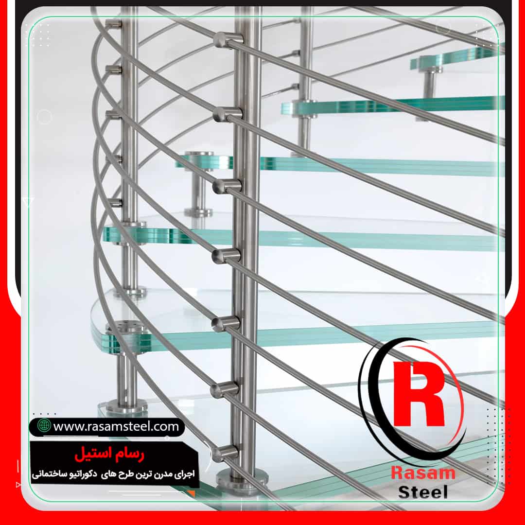 قیمت اجرای راه پله مارپیچ حول محور استیل شیشه ای