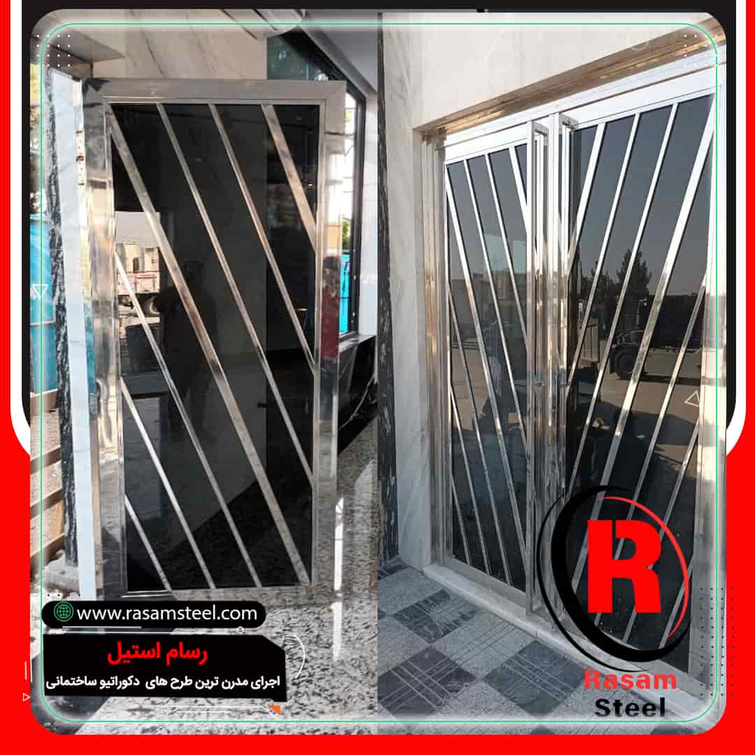 درب استیل در نمای مجتمع اداری
